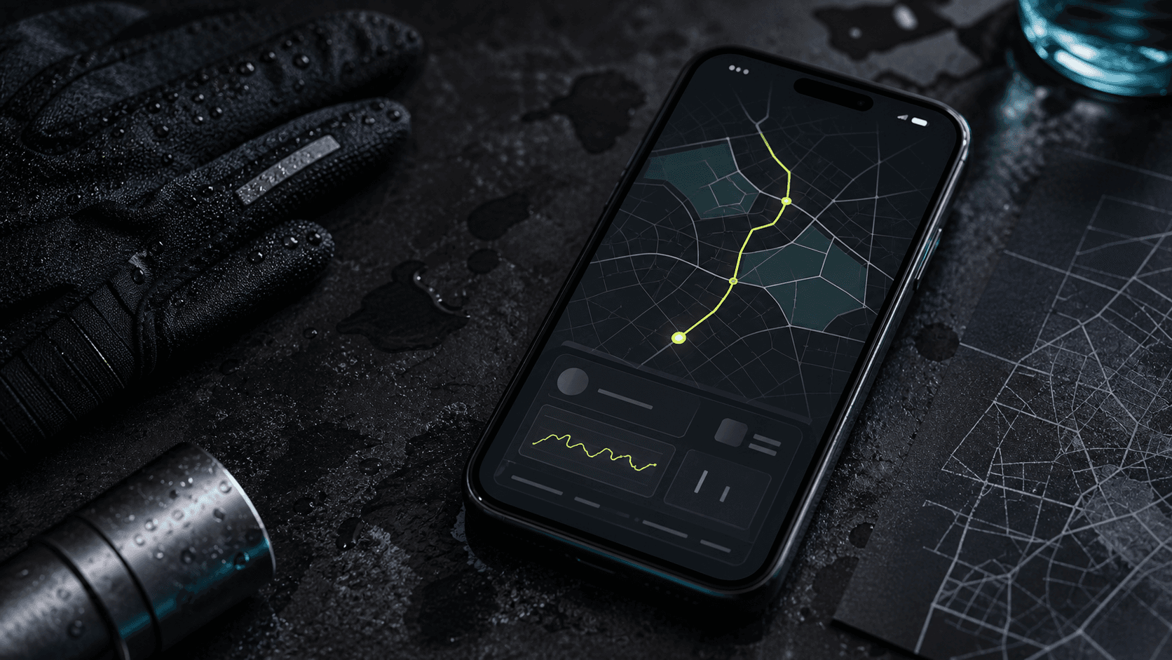 Runquest route capture interface on a phone with running gear